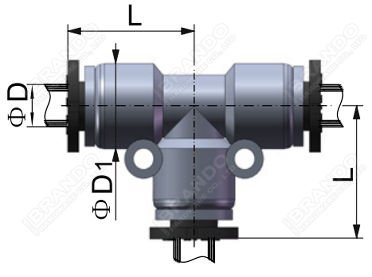 PUT Union Tee Push Fit Pneumatic Quick Connect Fittings 1/8'' 1/4'' 3/8'' 1/2''
