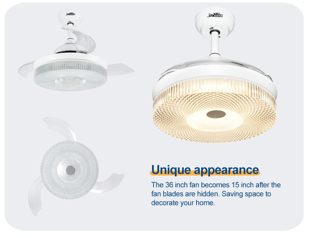 Retractable LED Ceiling Fan with Remote Control and 3000K/4500K/6000K Color Temperature