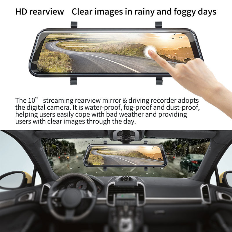 10" Right Lens Vehicle Blackbox DVR Full HD 1080P fHD Touch Screen Stream Media