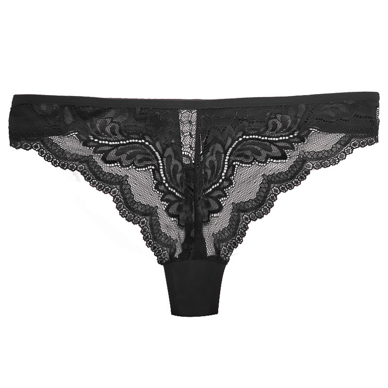 Sexy Low Rise Lace Panties Ultra Thin T Back Underwear Floral Lace Mesh Thong See Through Panties