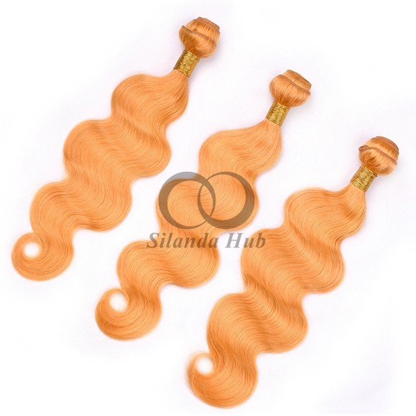 Orange Body Wave Remy Human Hair Bundles Sew In Weave Bundles Brazilian Bundle Deals