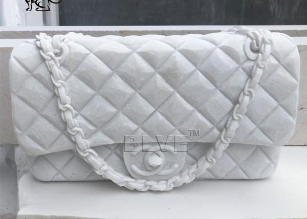 Famous Brand Bag Marble Sculpture White Natural Stone Handcarved Indoor Home
