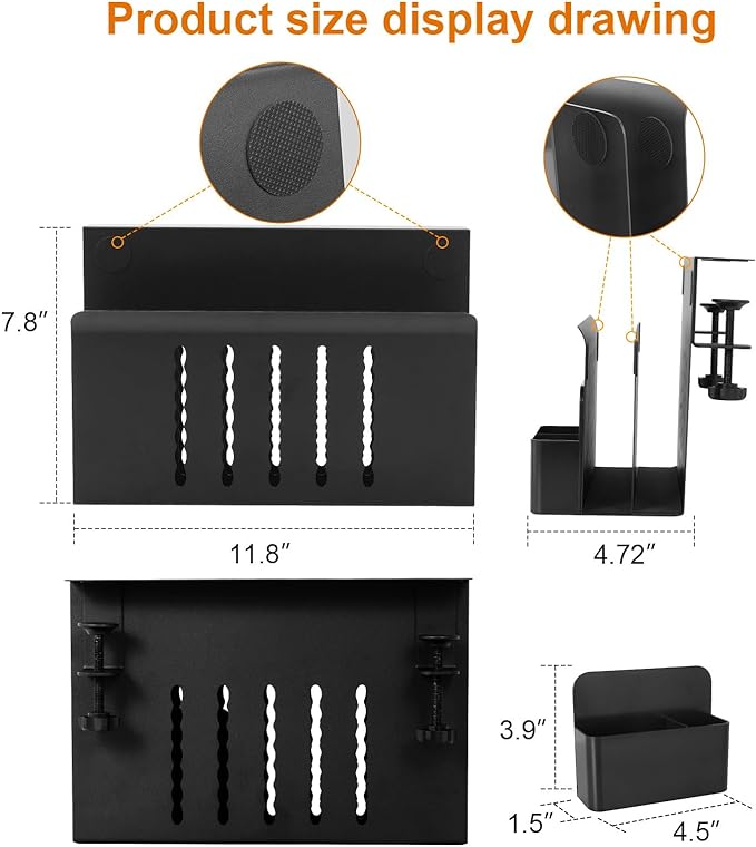 Convenient Laptop Holder for Desk Organizer No Drill Under Desk Drawer Clamp on Shelf