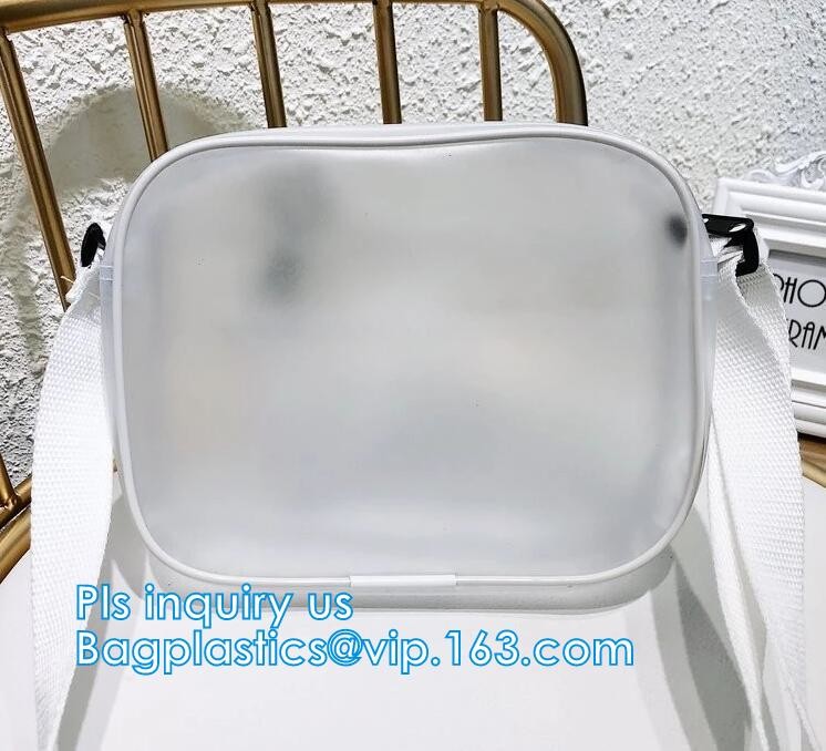 Vintage style clear PVC crossbody shoulder shopping bag, Ladies Handbag Clear Crossbody Shoulder Bag Sets, Reusable wome
