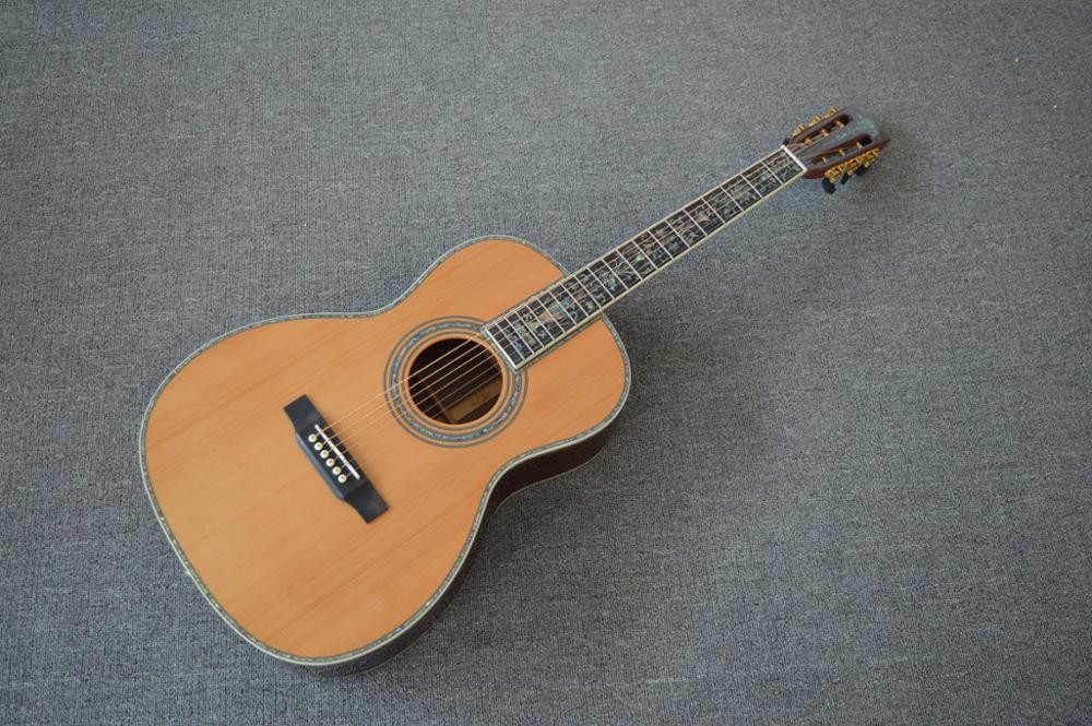 All Solid wood 39 inch 000 acoustic guitar,Ebony fingerboard,Abalone inlays,One piece of neck,Top quality acoust