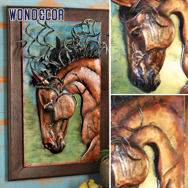 Horsehead Abstract Metal Wall Sculpture Copper Indoor Decoration