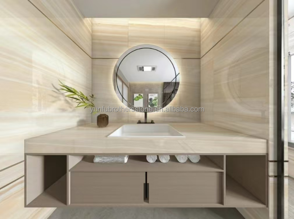 Polished Backlit Onyx Wall Panels and Countertop in Modern White Stone Form Big Slab