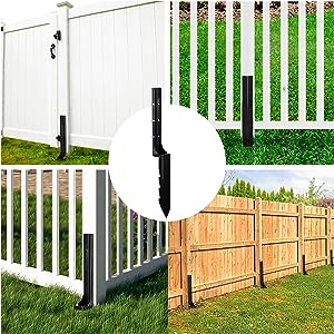 Pressure Treated Wood Fence Post Repair Kit with Heavy Duty Metal Support Bracket