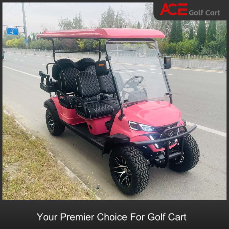Steel Frame Lead Acid Battery Golf Cart EV Pink Color 4KW Motor