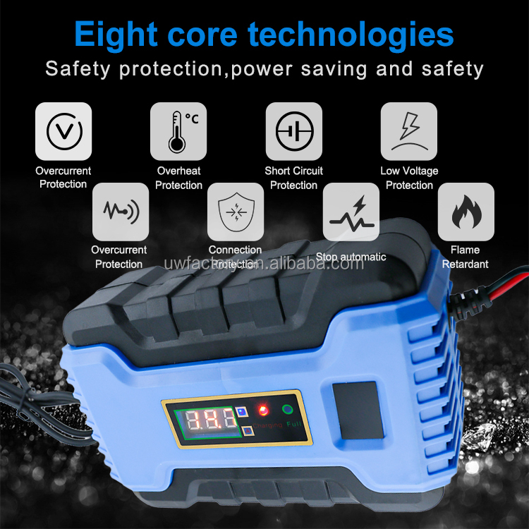 12V 6A 10A 15A Car Battery Charger Pulse Repair Charger for Gel AGM Lead Acid Battery Motorcycle / Scooter OCP Protection