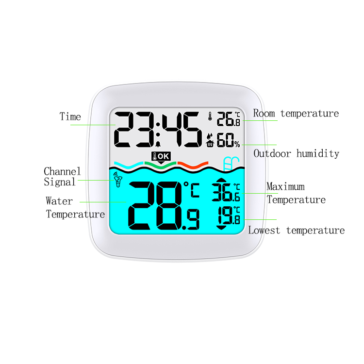 OBM Customized Support Indoor And Outdoor Solar Powered Wireless Digital Pond Or Floating Pool Thermometer