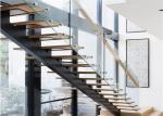 Easy Assembling Modern Straight Staircase , Steel Wood Stairs For Public Project