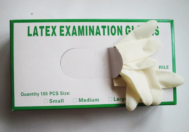 Disposable latex sterile examination gloves,white,L,latex with powder for hospital,food industry and beauty.