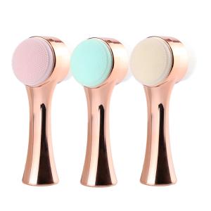 Quality Double Surface Manual Facial Cleansing Brush Soft Synthetic Hair Silicone wholesale
