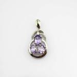 Fashion Silver Jewelry Amethyst Cubic Zircon Three Stones Pendant (PSJ0385)