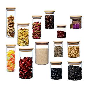 Quality Bamboo Lid Glass Storage Bottle , Kitchen Storage Containers Glass Material wholesale