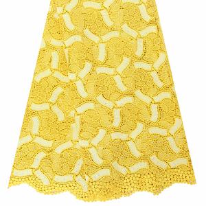 Quality Soft material yellow cord lace african fabric embroidered with rhinestones wholesale