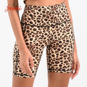 Quality High Waisted Active Yoga Shorts Animal Print Workout Shorts Squat Proof Leopard 8inch wholesale