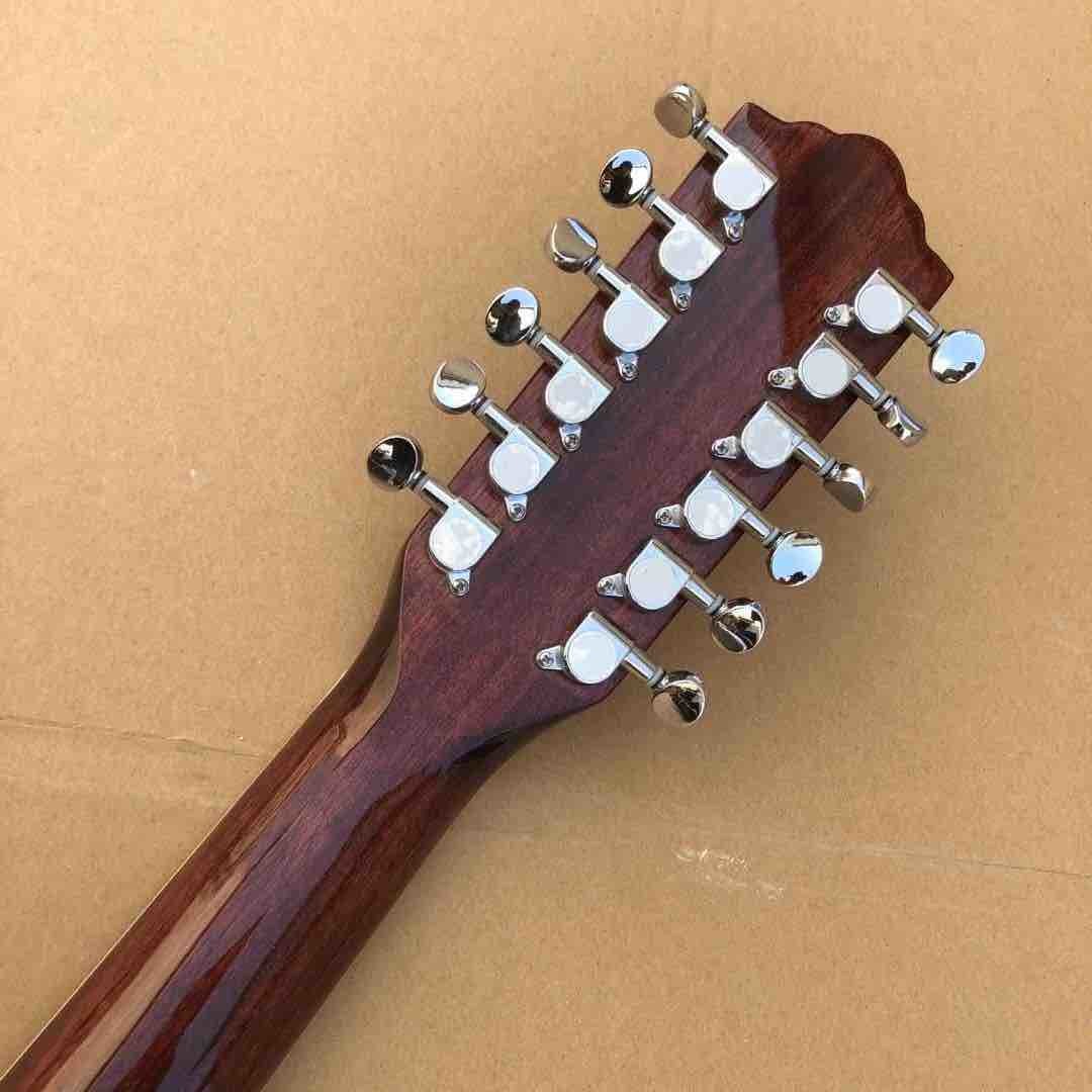 Top quality solid top custom guild jumbo 12 strings gloss finishing acoustic electric guitar 12 string guitar