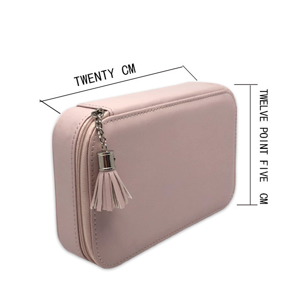 Reflective Mirror Rectangle Leather Travel Jewelry Case