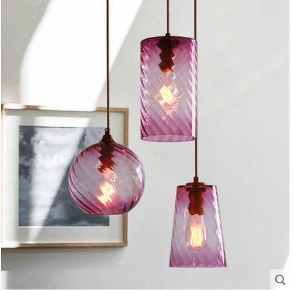 American single head E27 blue glass pendant simple personality Nordic bar light