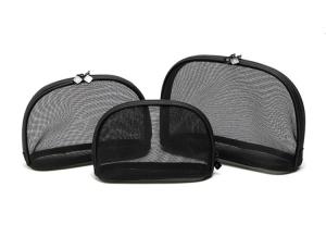 Quality Portable small cosmetic bag girl web celebrity black double layer mesh transparent large capacity travel storage bags wholesale