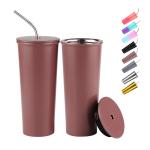 Custom Logo Coffee Vacuum Tumbler Bottle Mugs With Straw