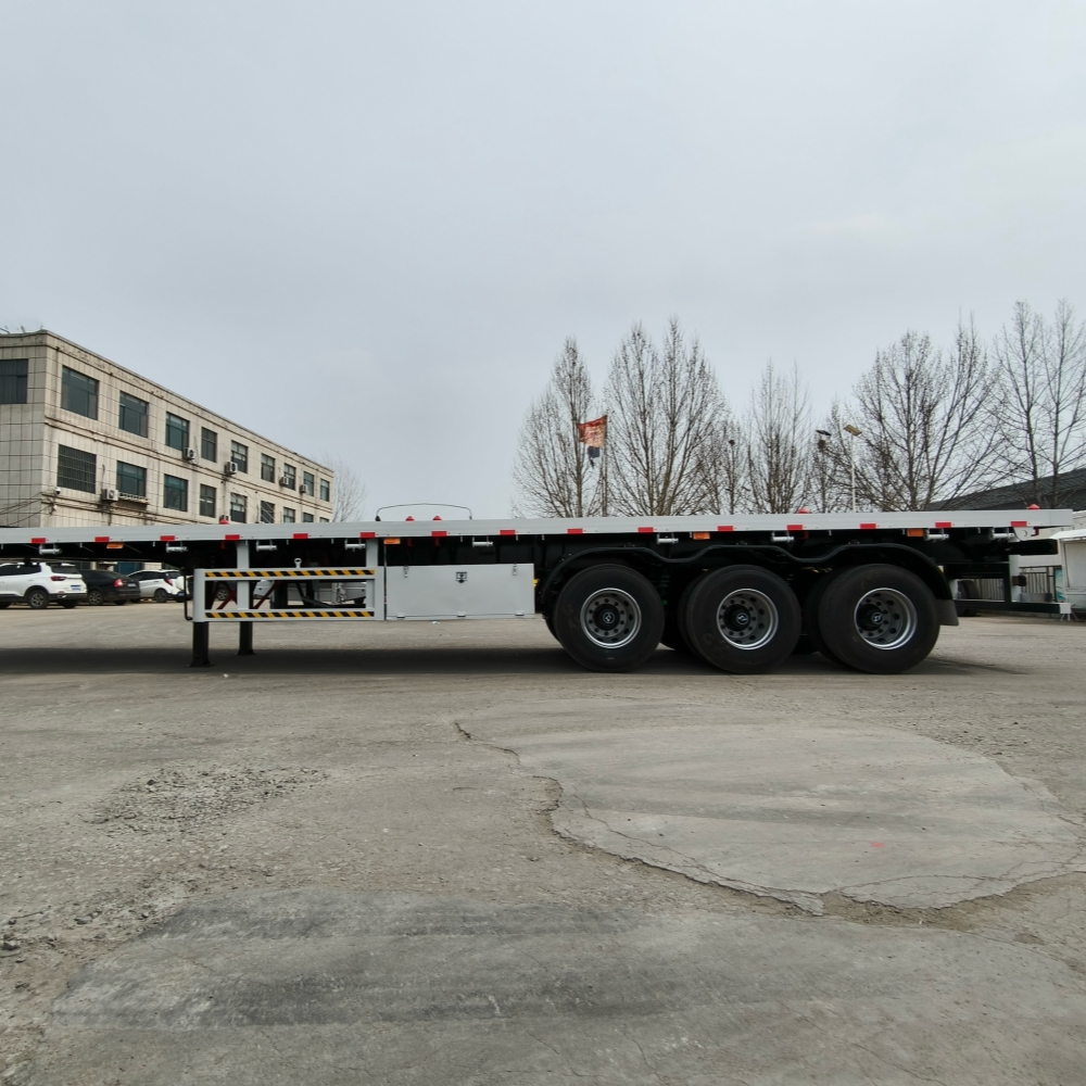 Custom 3 Axles 4 Axles 40ft 48ft 53ft 60ft Shipping Container Flatbed Semi Trailer For Rwanda And Tanzania