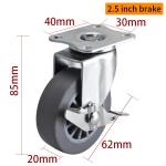 2.5 Swivel Caster Wheels 30kg Plate TPE Rigid Castor Wheel 2625P-53
