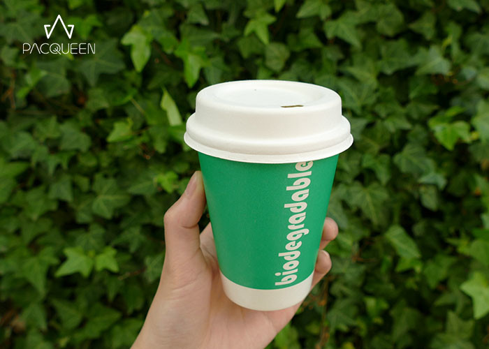 Natural Color Sugarcane Compostable Paper Cups with PLA / Bagasse Pulp Lids