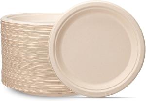 Quality Unbleached Bagasse Kraft Paper Plate Waterproof For Birthday Party wholesale