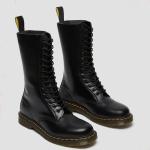 Round Toe Women'S Leather Boots Black Military Style Boots For Leisure /