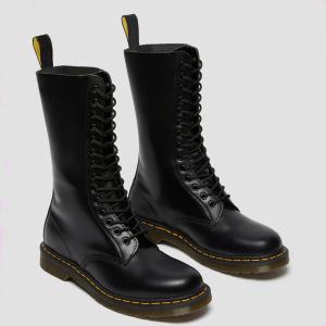 Quality Round Toe Women'S Leather Boots Black Military Style Boots For Leisure / Business wholesale