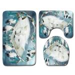 Waterproof Toilet Seat Cushion Bath Rug Set Fish Scale Leopard Print