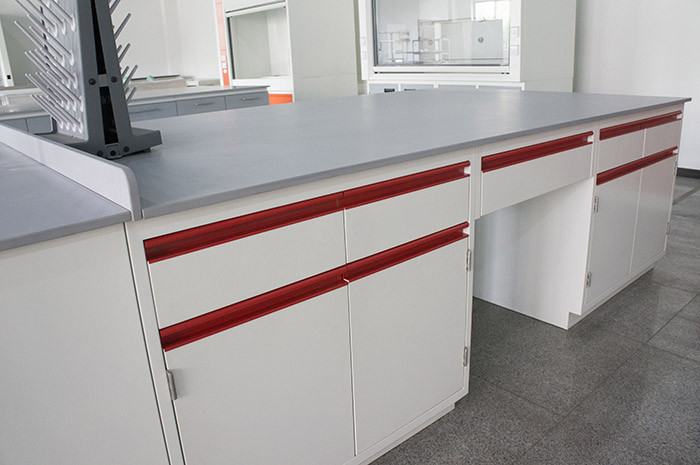 White laboratory worktops countertop with slab for testing center / lab workbench