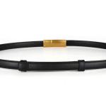 1.3cm Women'S Fashion Skinny Black Belt Lutetium Gold Locked Paring Buckle