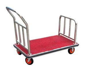 Quality Stainless Steel Hotel Display Stand Luggage Trolley With Full Wrap Around Bumper wholesale