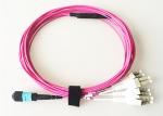 Violet Color OM4 Patch Cord , MTP / MPO To LC 40G Fiber Optic Patch Cable