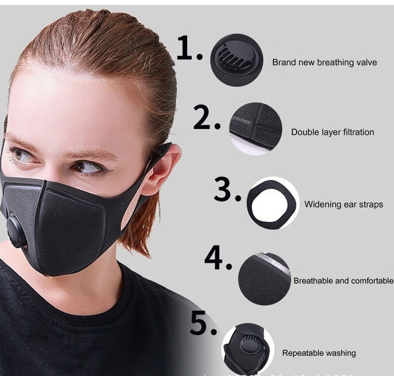 Washable Polyurethane SpongeCivil Face Mask Eco Friendly With Valve Filter