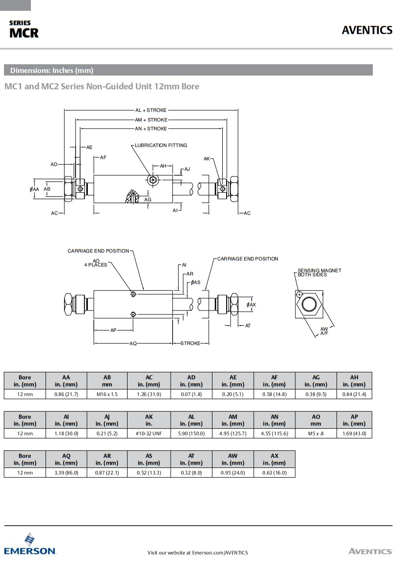 Industrial AVENTICS Series RTC Rodless Cylinder Pneumatic Double Acting Compact Size