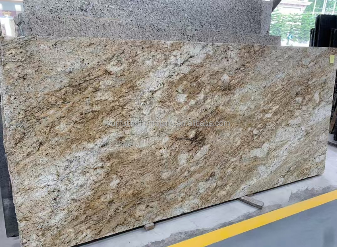 Modern Design Hotel Ornamental White Granite with Gold Veins 20mm Polished Big Slabs