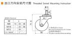 30kg Threaded TPE Mini Caster Wheels 50mm 2 Swivel Casters