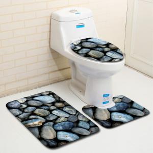 Quality Stone Printed 3 Pc Bath Rug Set 45*75cm Toilet Seat Cover Rug wholesale