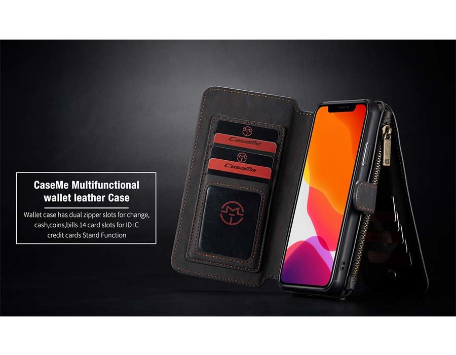 Multifunctional wallet PU leather phone case for 2019 iphoneX, with zipper slots