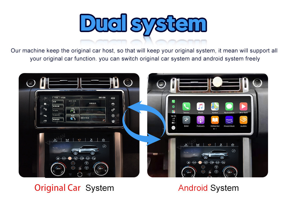 Double Din Range Rover Android Head Unit Car Radio Player AC Panel