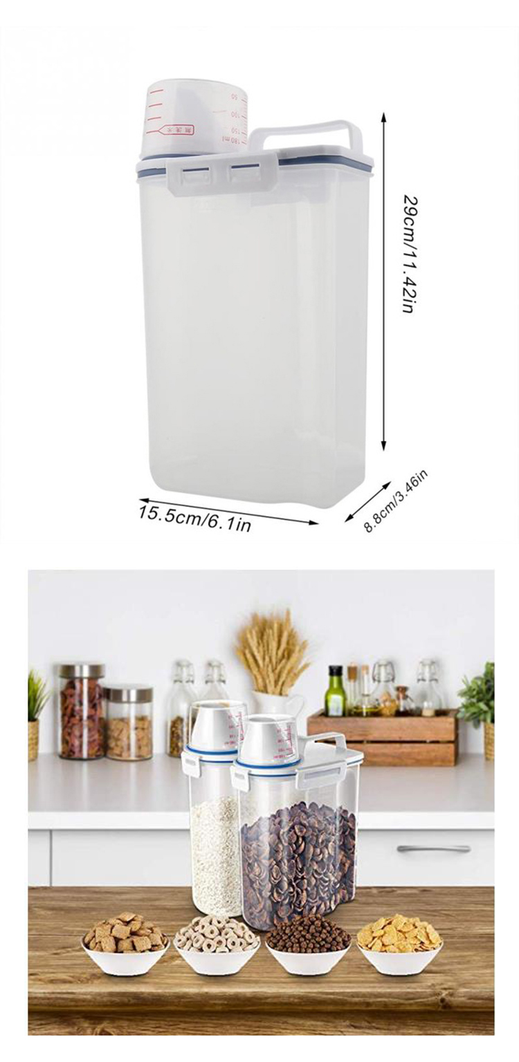 4lbs Airtight Rice Containers 2.5L 3L Plastic Kitchen Organizer