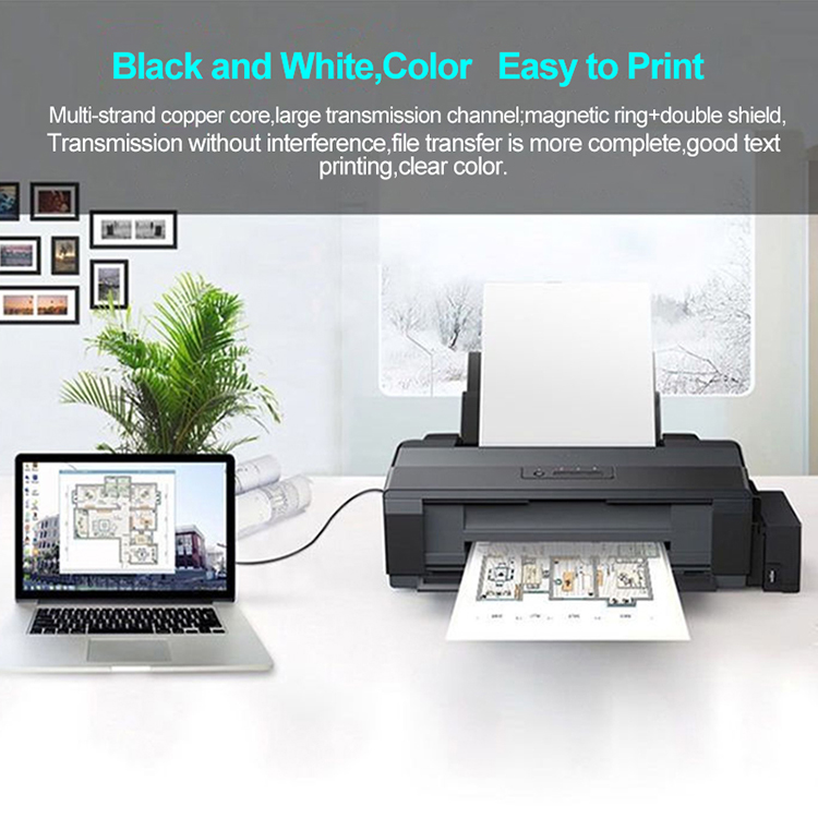 High Quality 1m 2m 3m USB Type B to A Male USB Printer Cable for HP