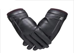 Quality Thick Mens Leather Gloves Touch Screen Jacquard Technology CE Approved wholesale