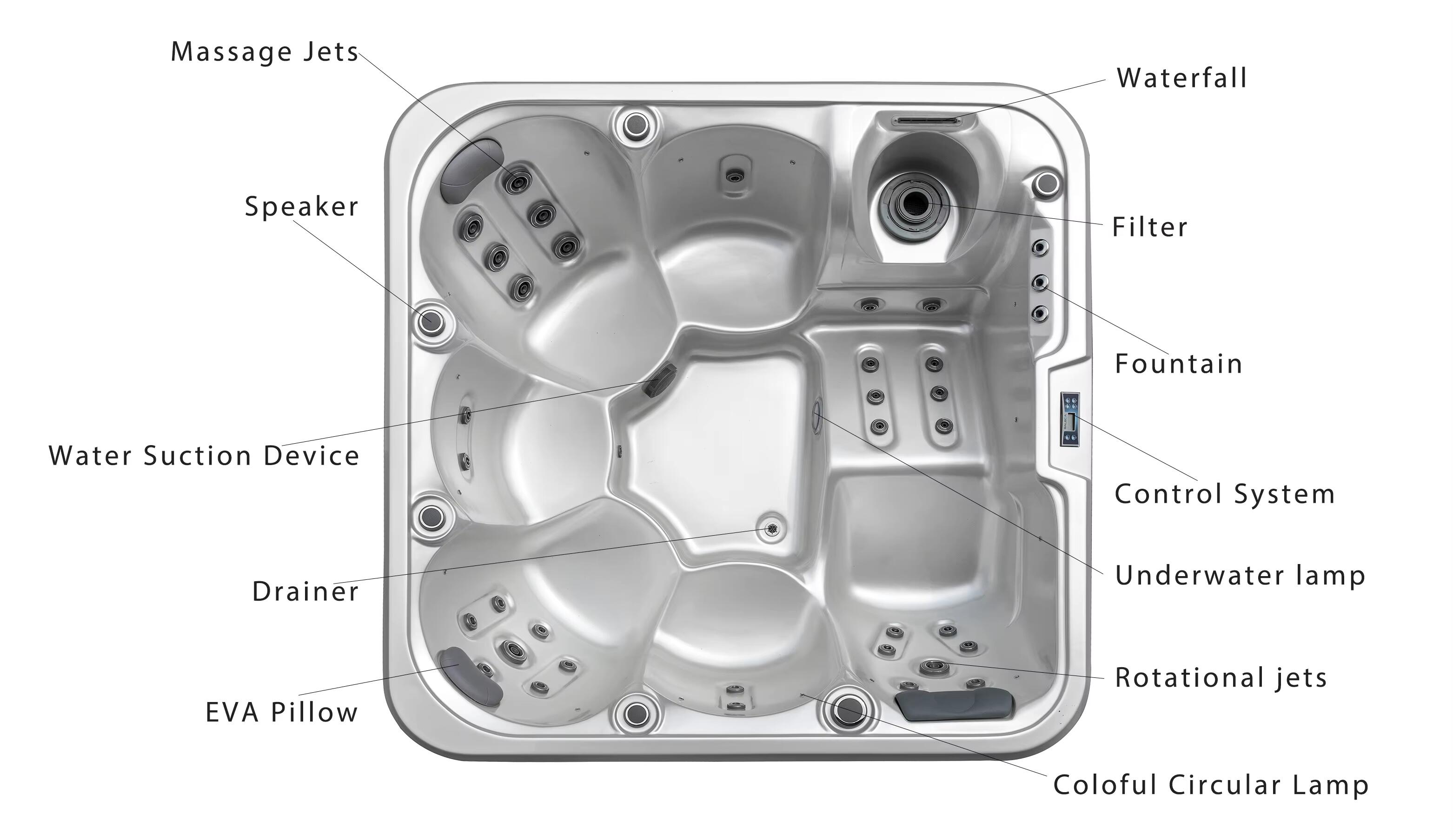 Outdoor Acrylic Hot Tub Spa Customized Jacuzzy Outdoor Spa 6 Person Massage Spa Hot Tub with LED light