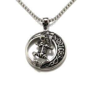 Quality Fashion Jewelry Long Chain Round Skull Shape Stainless Steel Necklace wholesale